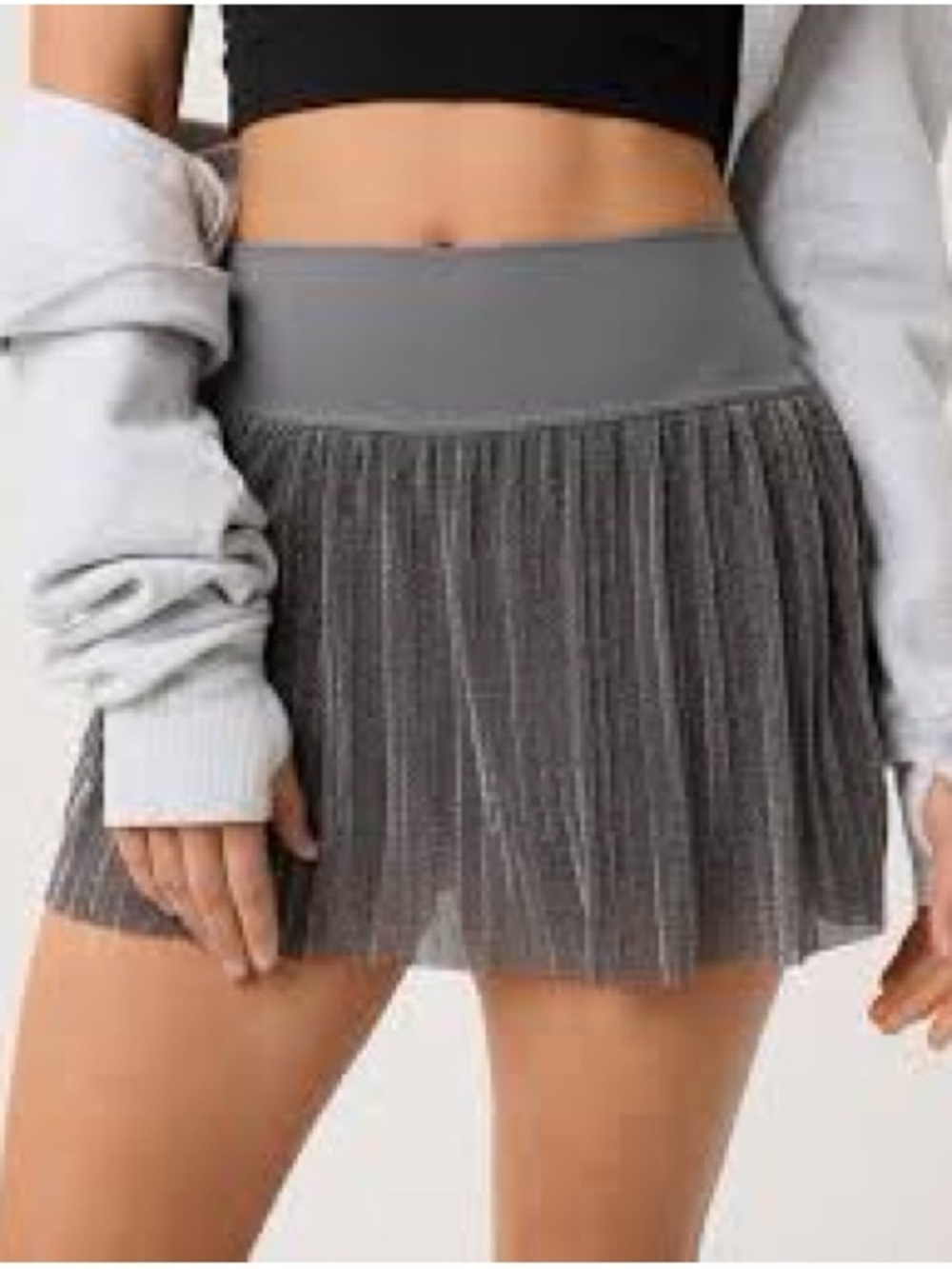 Offline by Aerie Pleated Glitter  Silver Skort Sz M NWOT